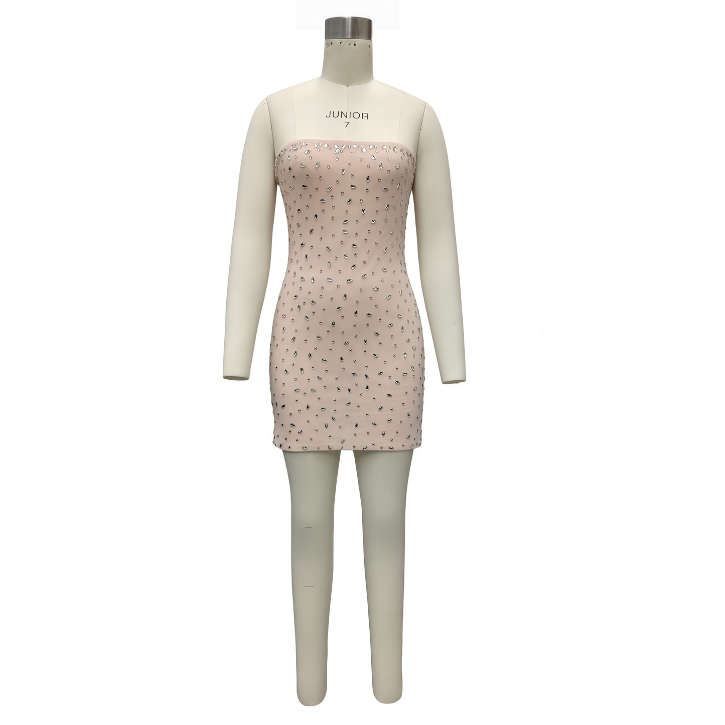 Women's Mesh Rhinestone Strapless Dress, Elegant Sparkly Bodycon Party Dress