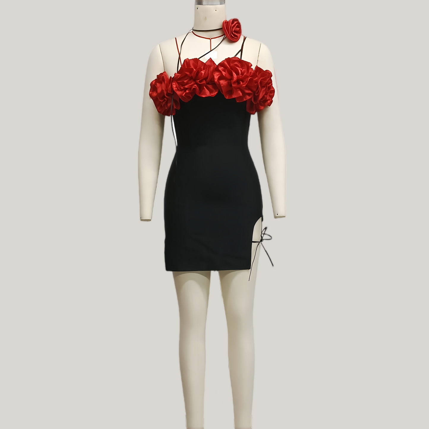 Women's Halter Floral Lace-Up Bandage Mini Dress, Sexy Bodycon Party Dress
