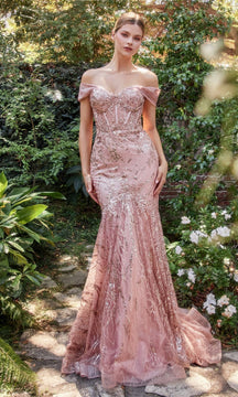 Off-Shoulder Long Sequin Mermaid Prom Dress A1107