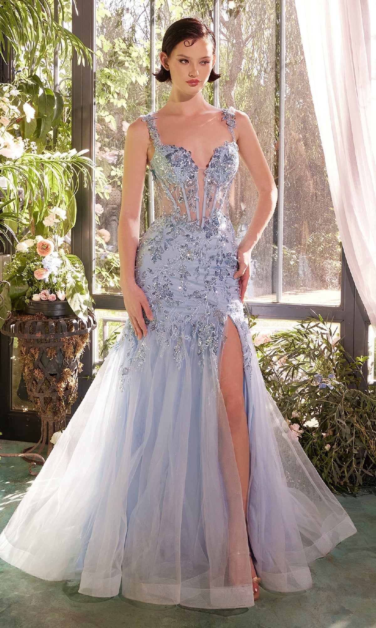 Long Blue Sequin Prom Dress: Andrea & Leo A1429