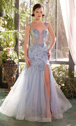 Long Blue Sequin Prom Dress: Andrea & Leo A1429