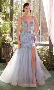 Long Blue Sequin Prom Dress: Andrea & Leo A1429