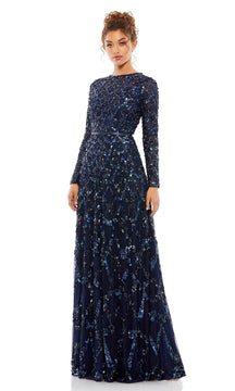 Long Sleeve Sequin Formal Gown: Mac Duggal 5496