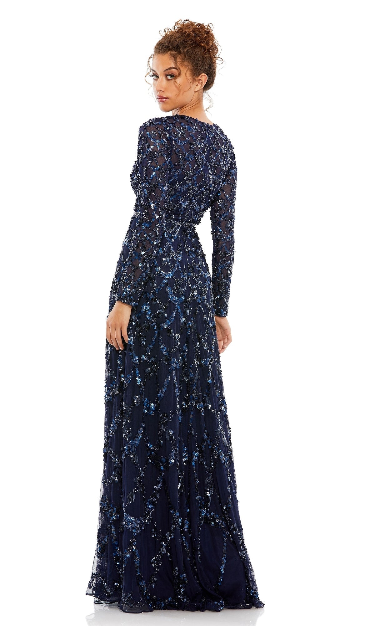 Long Sleeve Sequin Formal Gown: Mac Duggal 5496