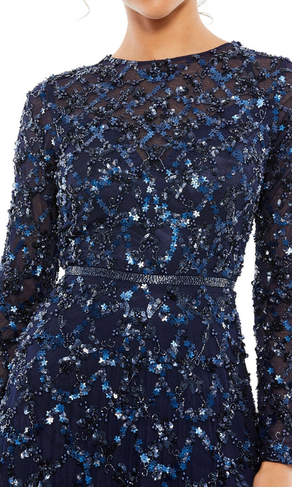 Long Sleeve Sequin Formal Gown: Mac Duggal 5496