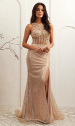Sleeveless Sequin Prom Gown: Amelia Couture AG0111