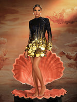 Aistulf Long Sleeve Round Sequin Mini Dress