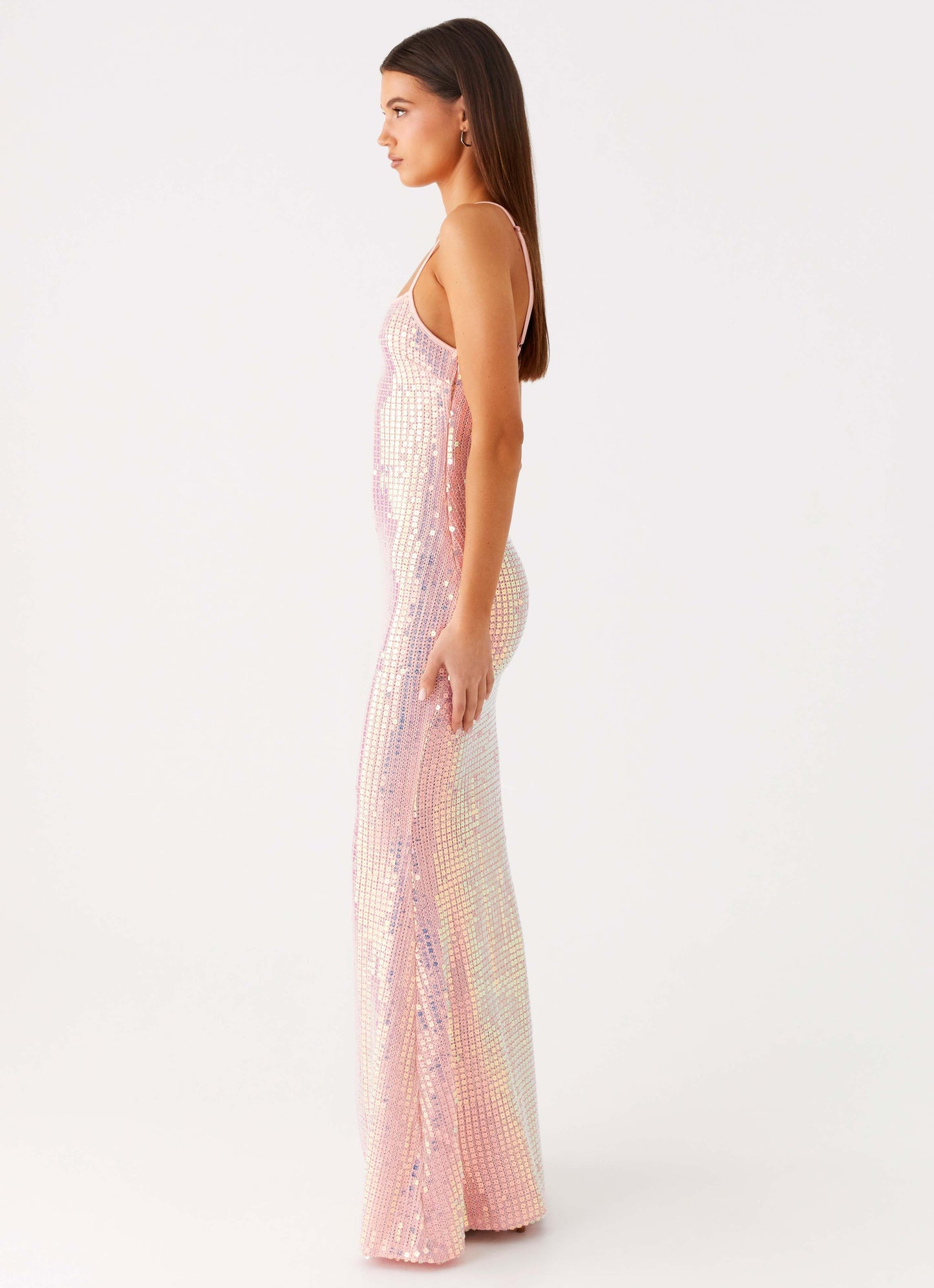 Attitude Knit Sequin Maxi Dress - Iridescent Pink