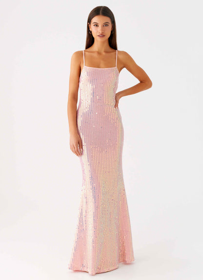 Attitude Knit Sequin Maxi Dress - Iridescent Pink