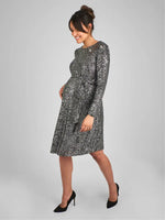 Maman Bébé Silver Sequin Shift High Neck Maternity Mini Dress