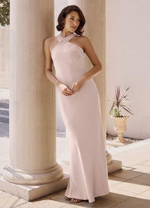 Frosted Lilac Mermaid Pleated Stretch Satin Dress