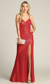 Lace-Up Long Sequin Prom Dress: Chicas C2402