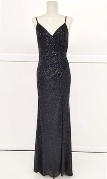 Lace-Up Long Sequin Prom Dress: Chicas C2402