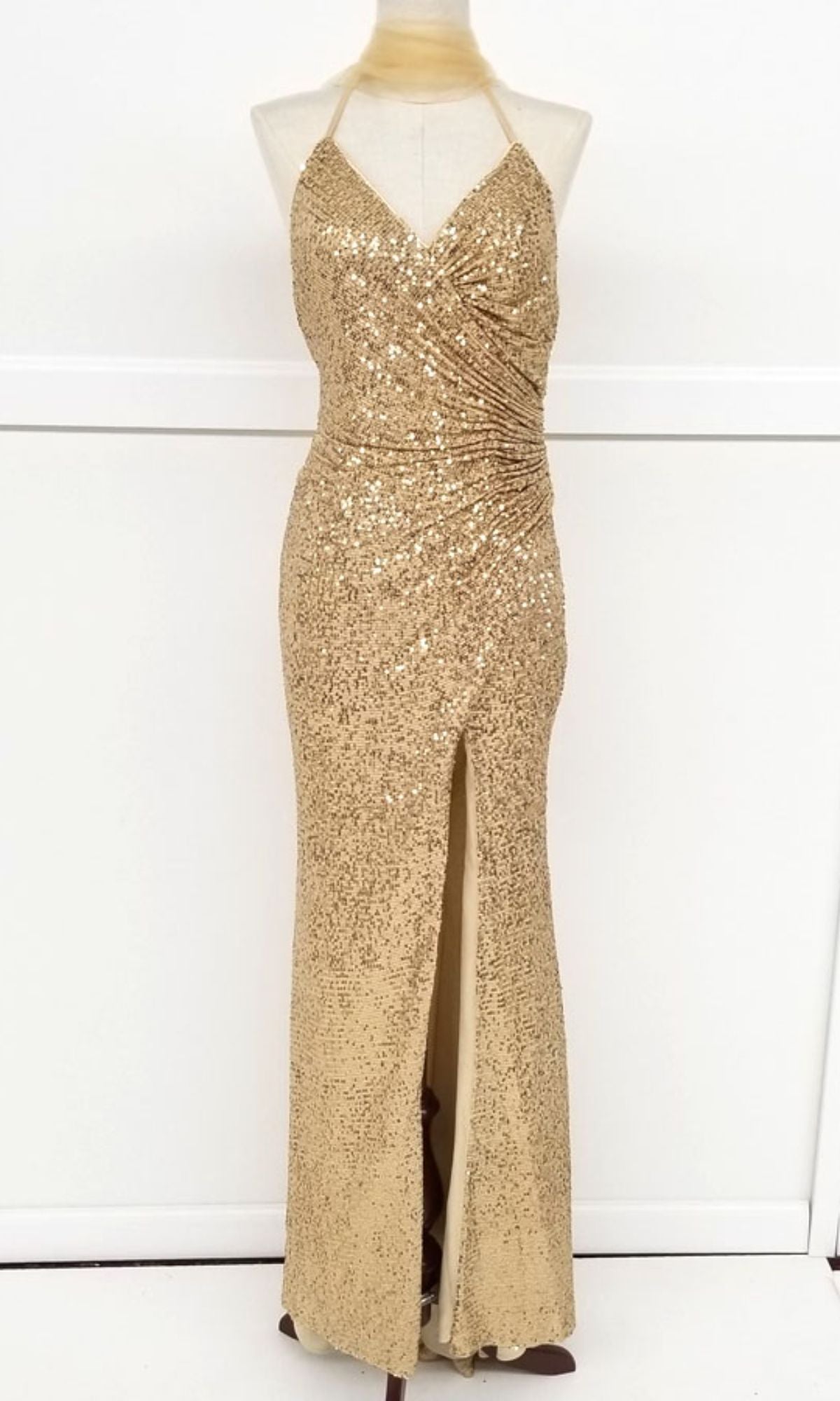 Lace-Up Long Sequin Prom Dress: Chicas C2402