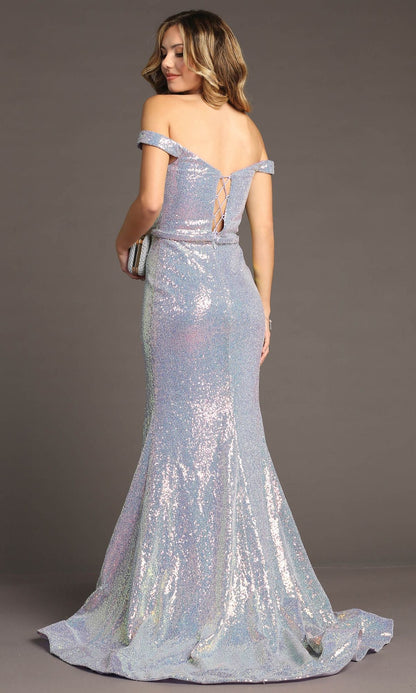 Off-Shoulder Long Sequin Prom Dress: Chicas C324