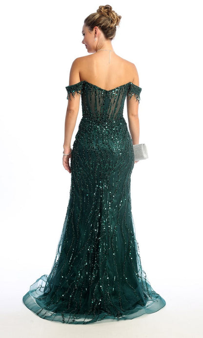 Off-Shoulder Long Sequin Prom Dress: Chicas C331