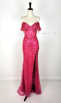 Off-Shoulder Long Sequin Prom Dress: Chicas C331