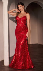 Long Sequin Corset Prom Dress: Ladivine CC0401