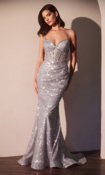 Long Sequin Corset Prom Dress: Ladivine CC0401