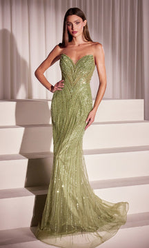 Strapless Long Sequin Prom Dress: Ladivine CC416