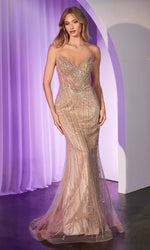 Strapless Long Sequin Prom Dress: Ladivine CC416