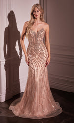 Strapless Long Sequin-Print Prom Dress CC6018
