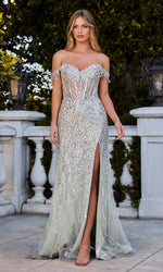 Fringed Long Sequin Prom Dress: Ladivine CD0203-1
