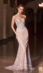 Sequin-Embroidery Halter Prom Gown: Ladivine CD695