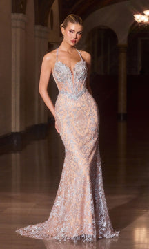 Sequin-Embroidery Halter Prom Gown: Ladivine CD695