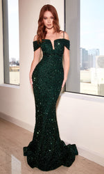 Off-the-Shoulder Long Sequin Prom Dress CD975