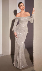Long Sleeve Long Sequin Prom Dress CH135