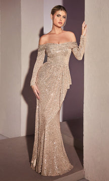 Long Sleeve Long Sequin Prom Dress CH135