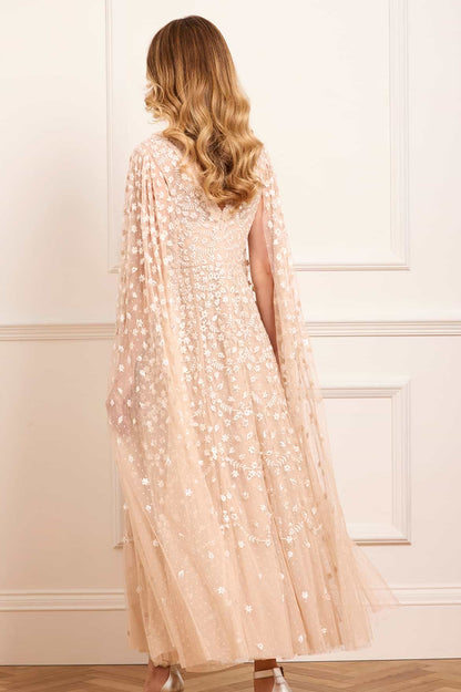 Clover Cape Sleeve Ankle Gown