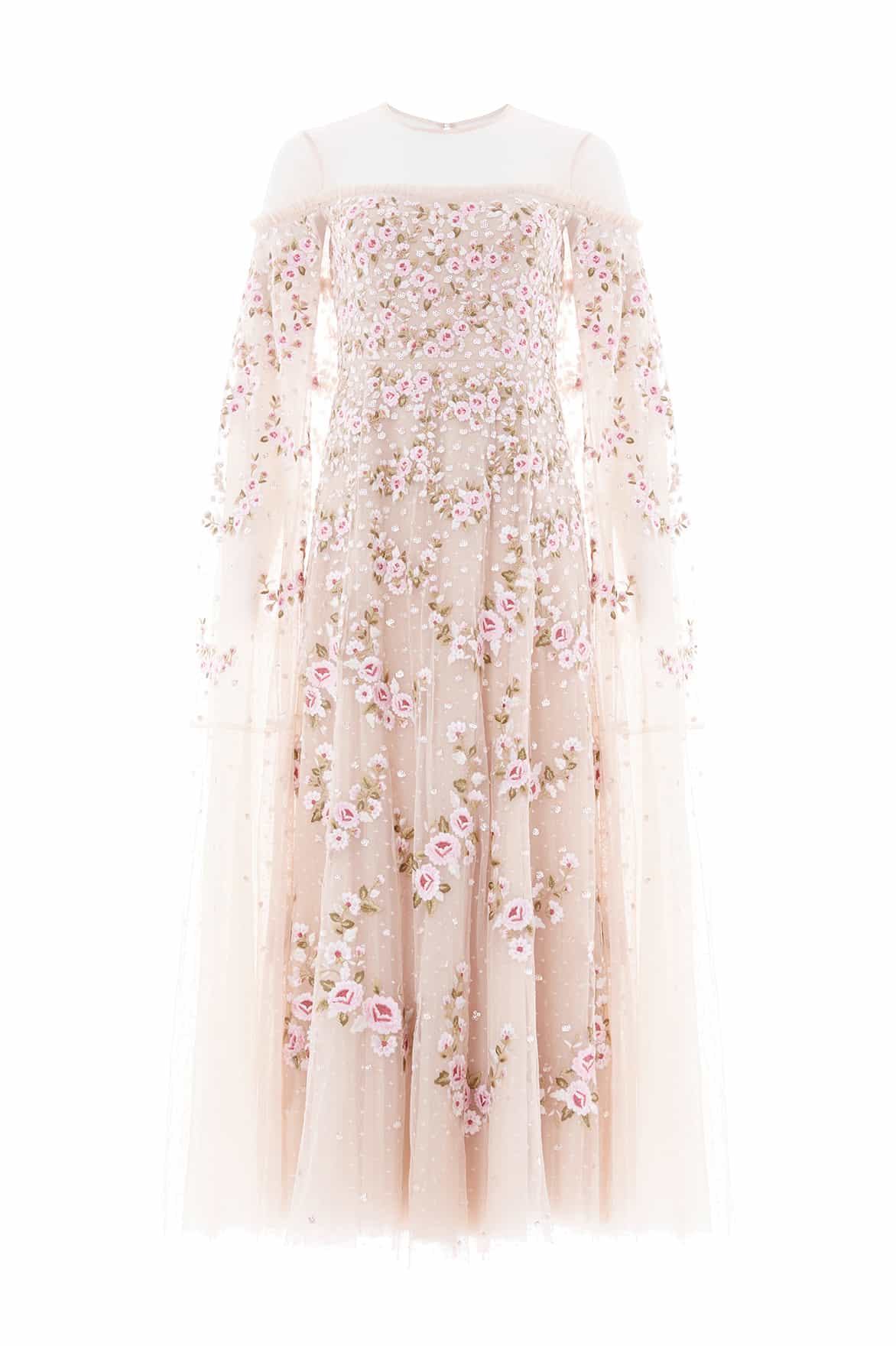 Crescent Roses Cape Ankle Gown