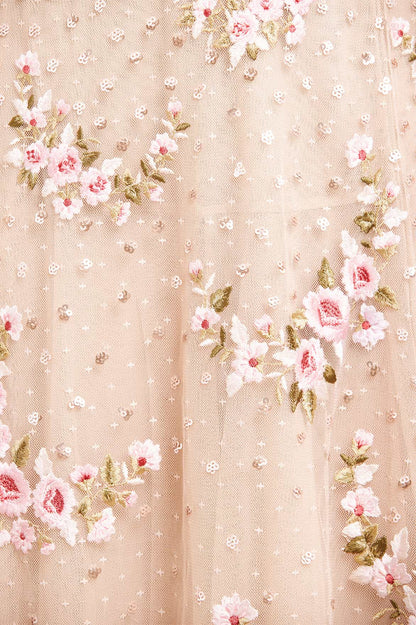 Crescent Roses Cape Ankle Gown