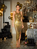 Cairna Sleeveless Sequin Diamond Midi Dress