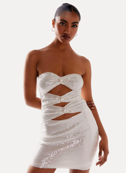 Clyra Sequin Mini Dress - Ivory