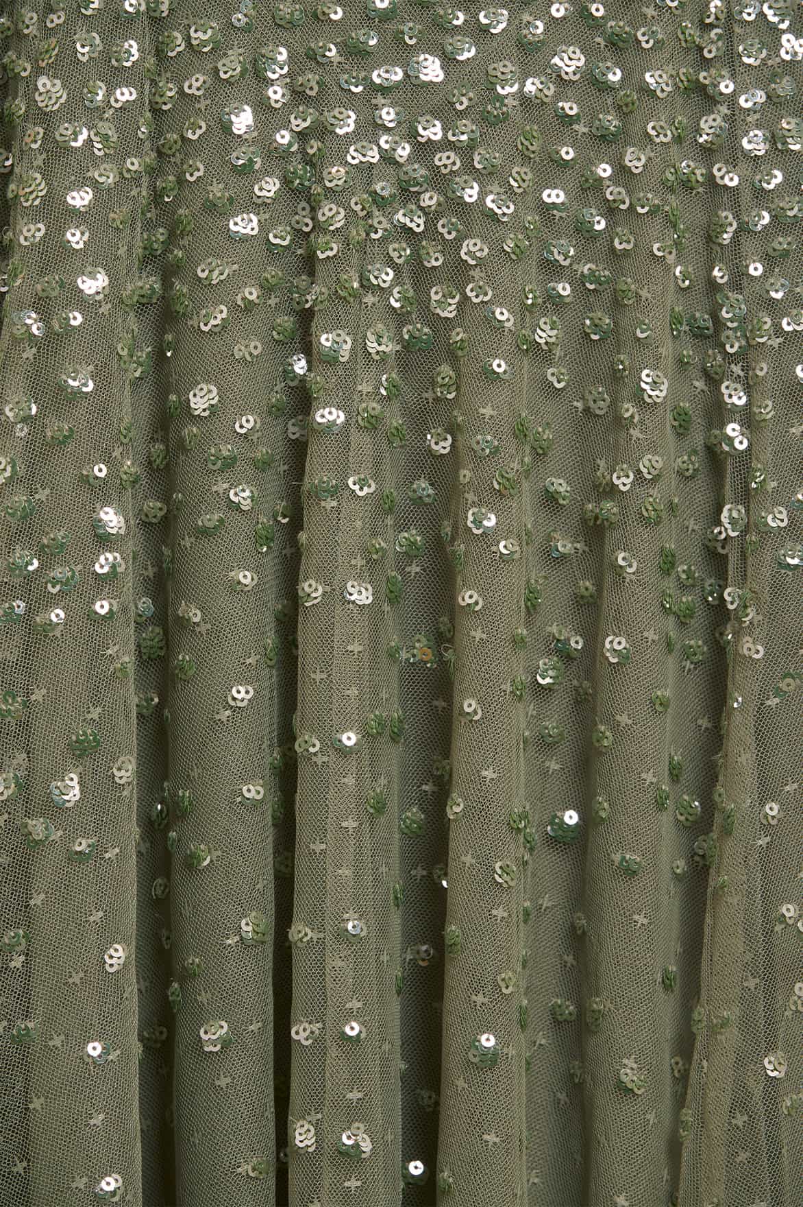 Dappled Sequin Cape Ankle Gown