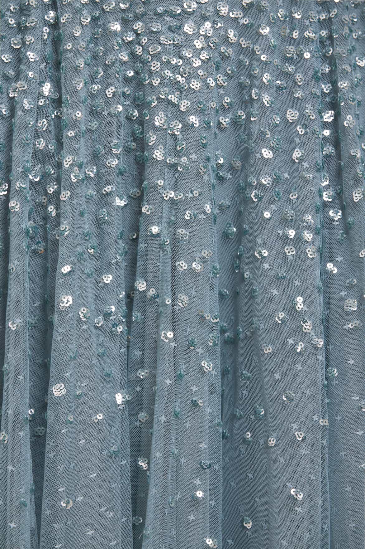 Dappled Sequin Cape Ankle Gown