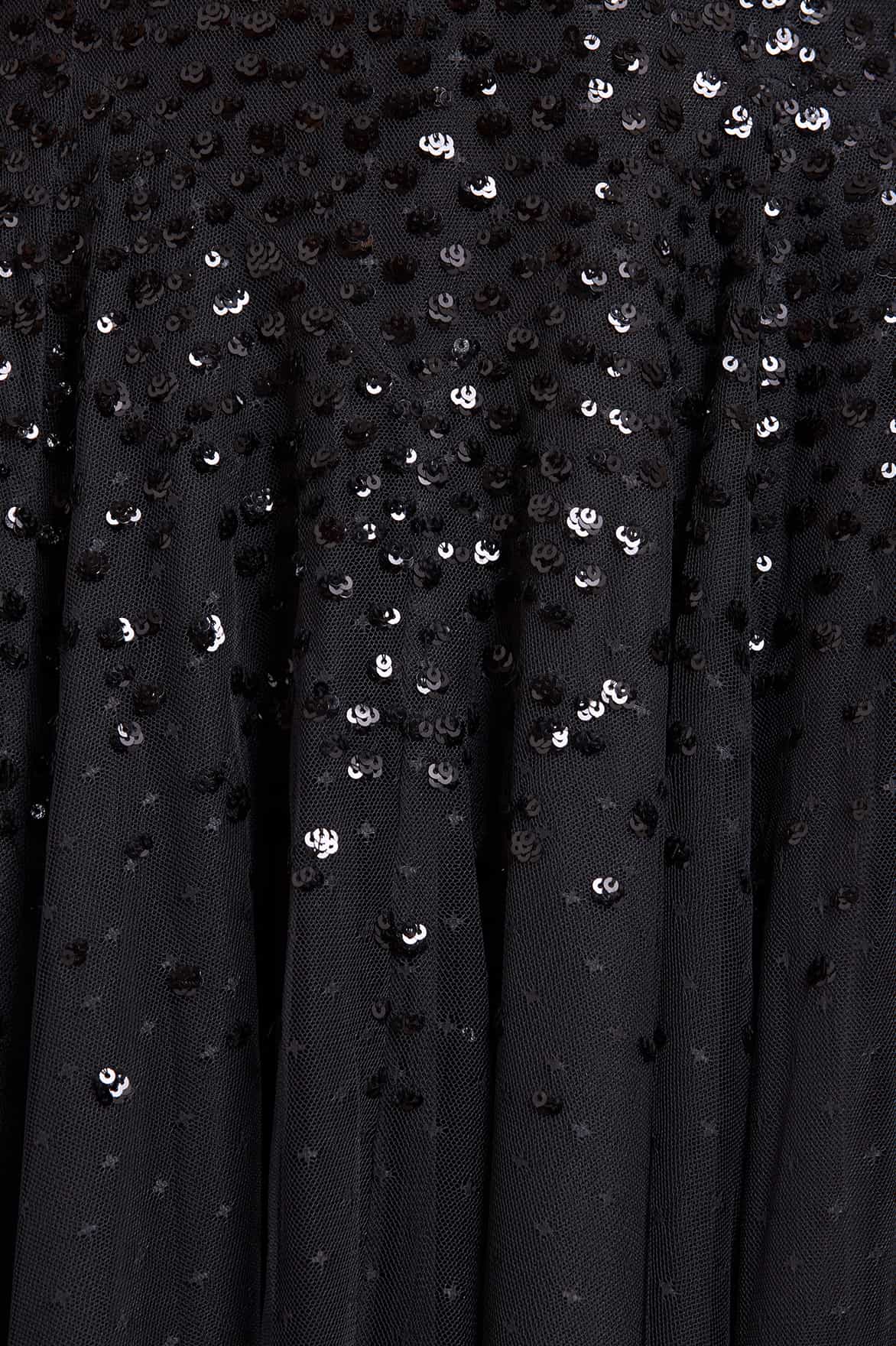 Dappled Sequin Draped Off-Shoulder Midaxi Dress