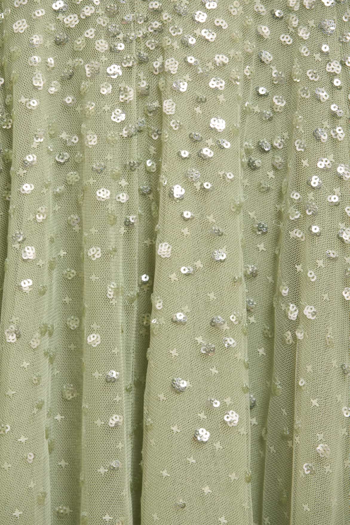 Dappled Sequin One-Shoulder Ankle Gown