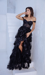 Off-Shoulder Long Ruffle Prom Dress: Eureka EK102