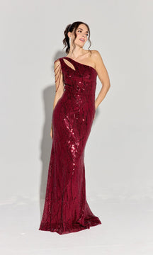 One-Shoulder Long Sequin Prom Dress: Eureka EK113