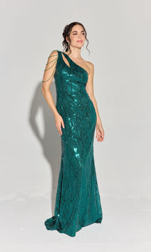 One-Shoulder Long Sequin Prom Dress: Eureka EK113