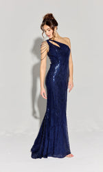 One-Shoulder Long Sequin Prom Dress: Eureka EK113