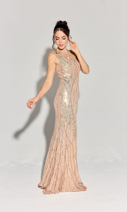 One-Shoulder Long Sequin Prom Dress: Eureka EK113