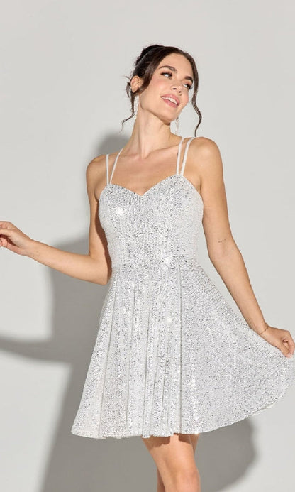 Short Sequin A-Line Hoco Dress: Eureka EK198