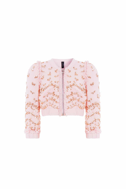 Emily Lace Georgette Bomber Jacket