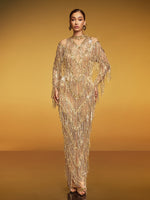 Emanon Fringe Sequin Maxi Dress