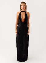Empire Sequin Maxi Dress - Black
